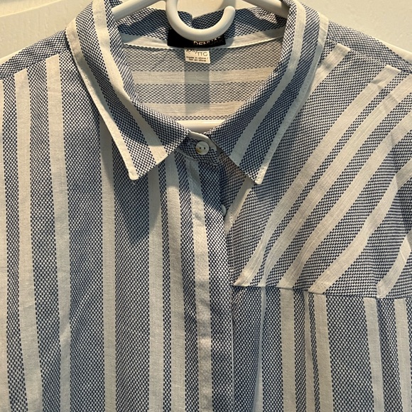 Renuar Blue and White Button Up Blouse - Size XXL - Picture 5 of 7